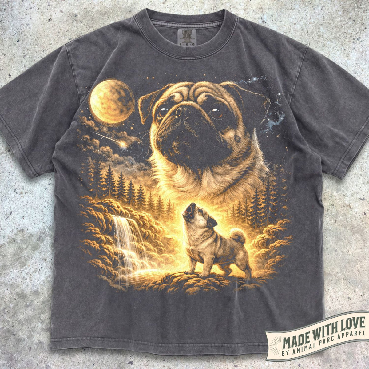 Pug Howling Moon Tee