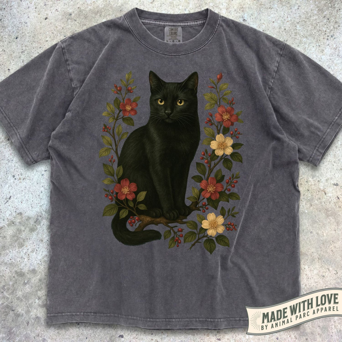 Floral Black Cat Tee