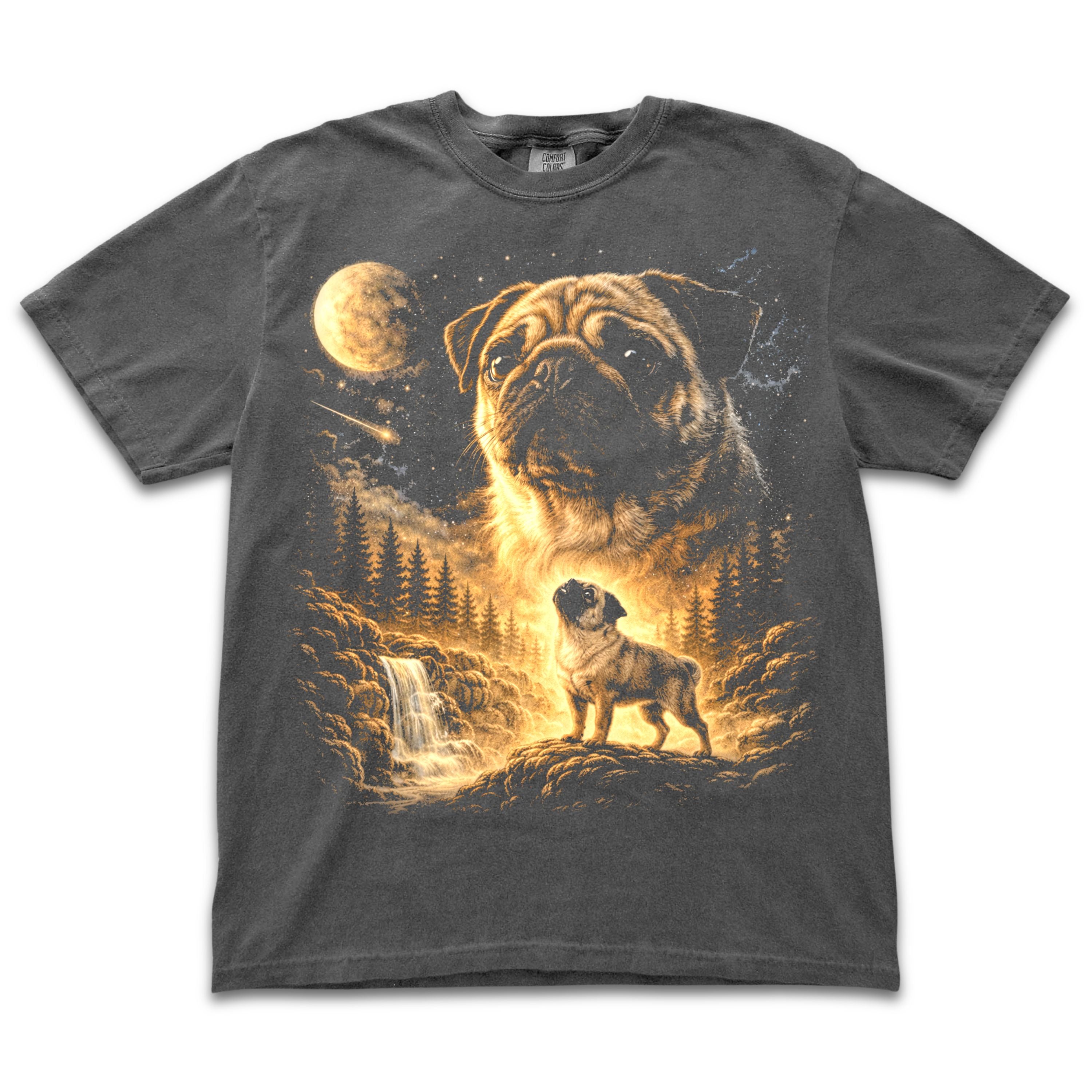 Pug Howling to the Moon