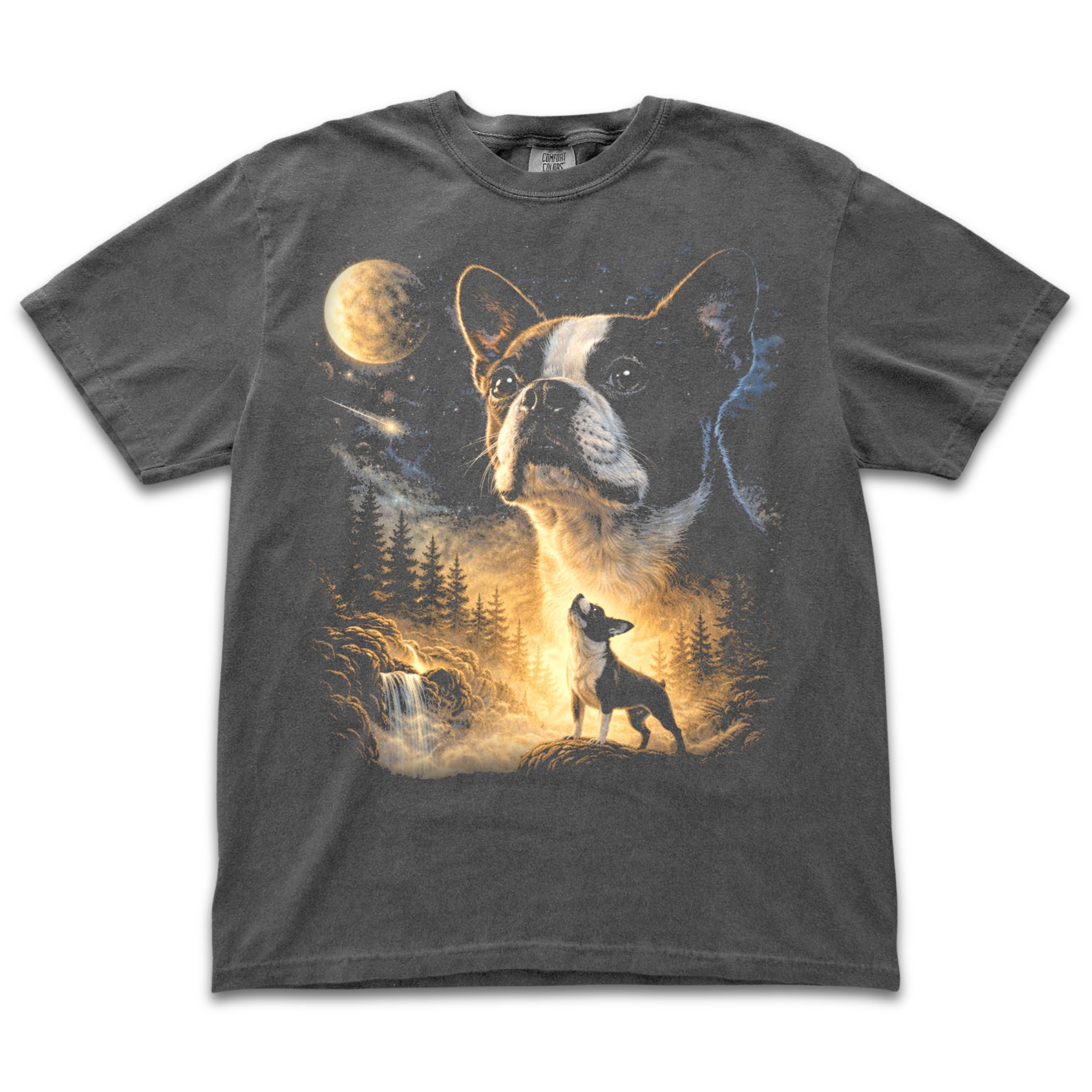 Boston Terrier Howling to the Moon