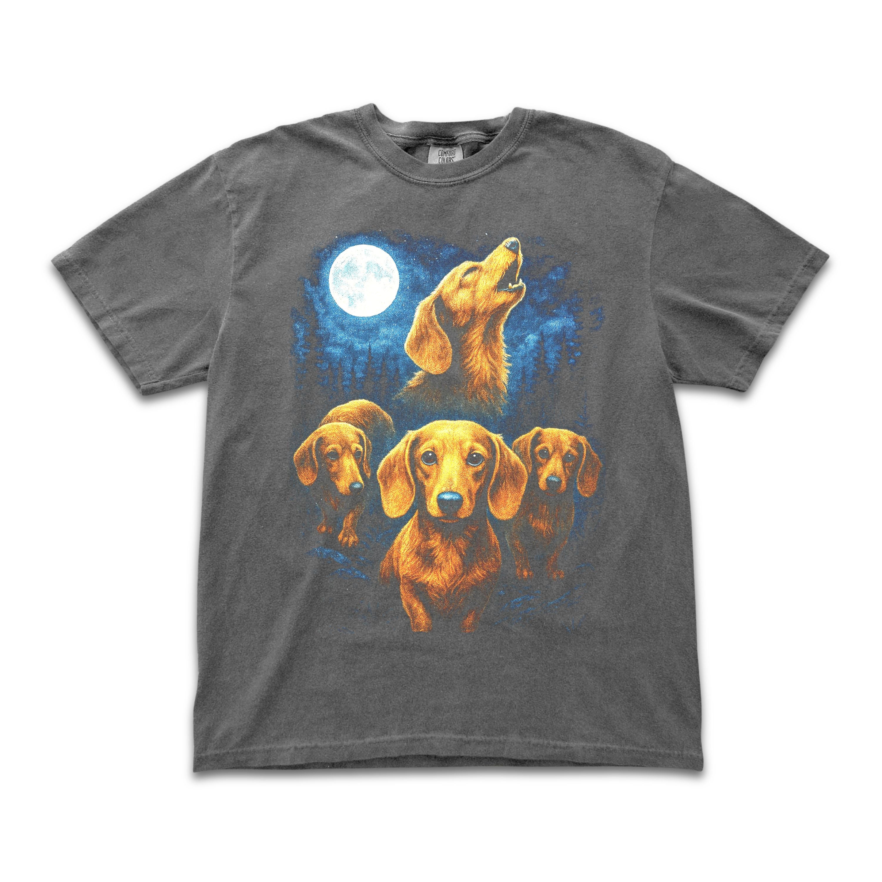 Wiener Dog Howling Moon Tee