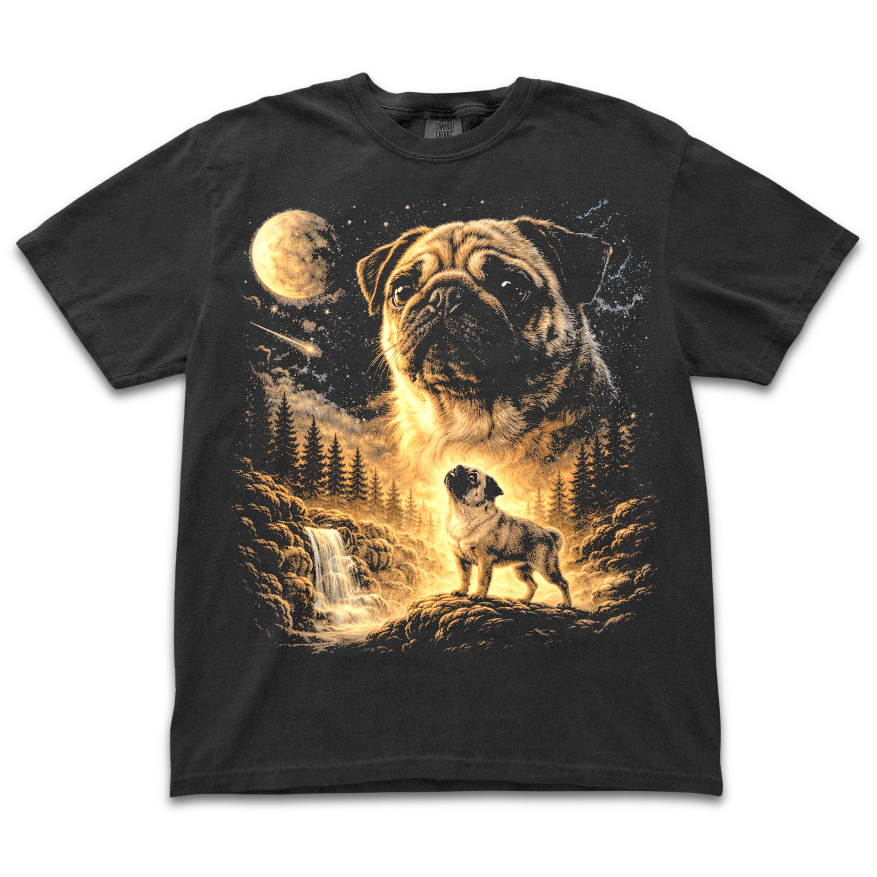 Pug Howling to the Moon