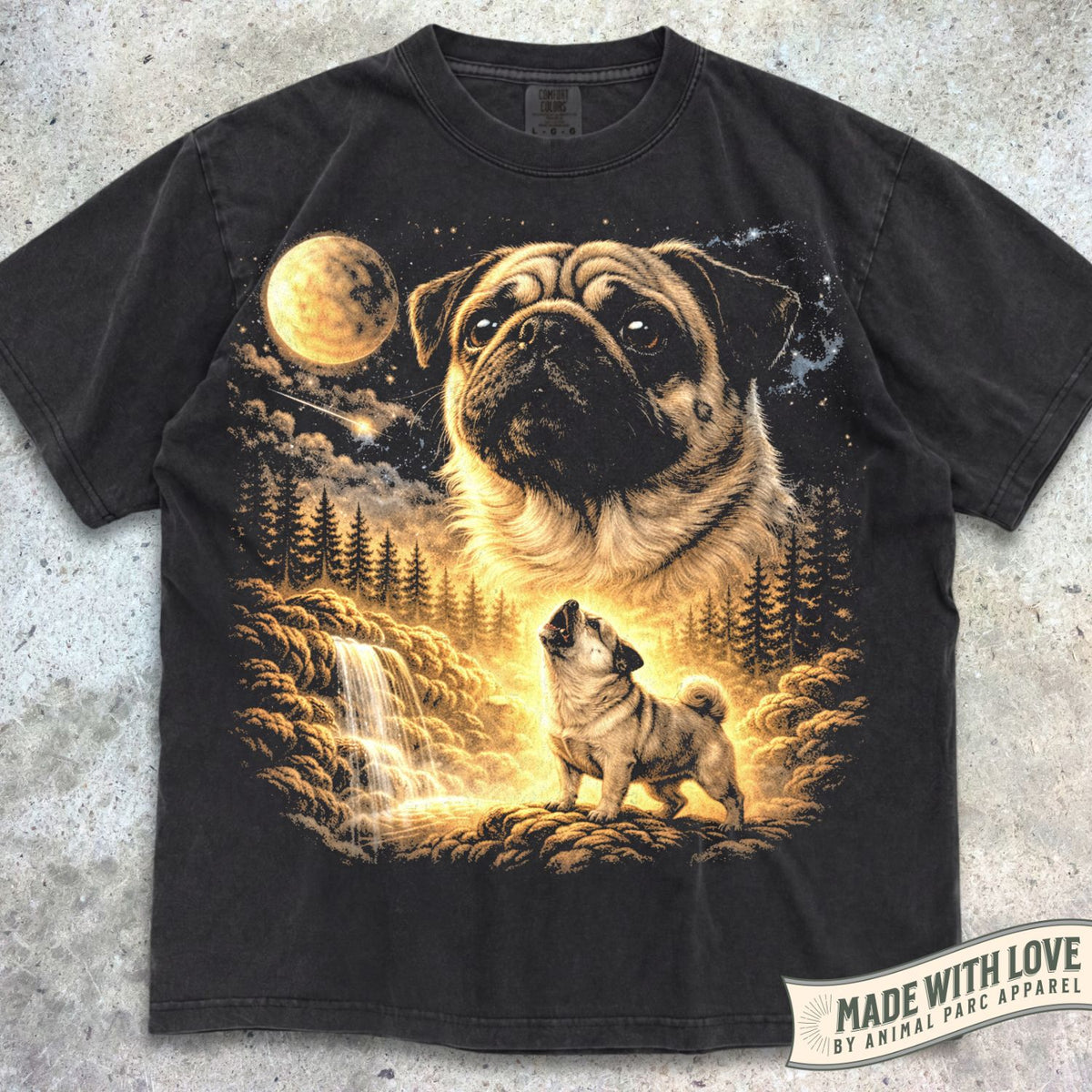 Pug Howling Moon Tee