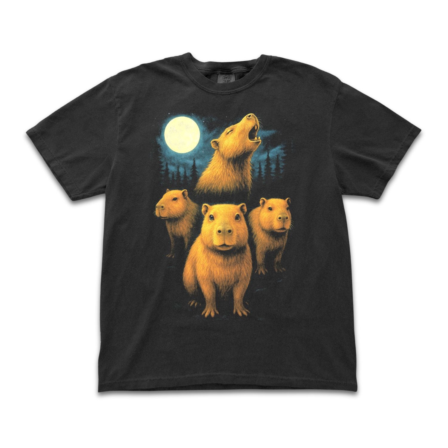 Capybara Howling Moon Tee