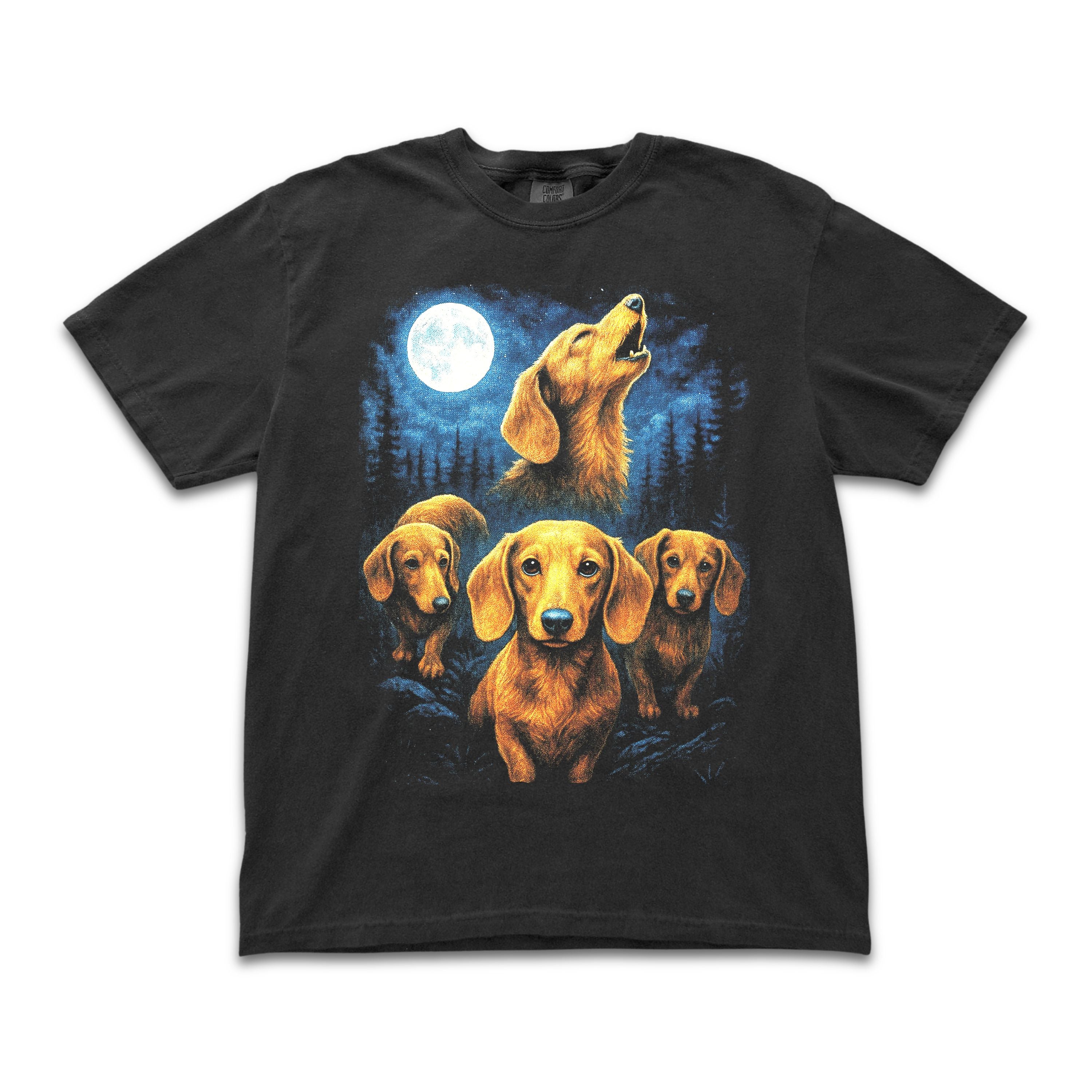 Wiener Dog Howling Moon Tee