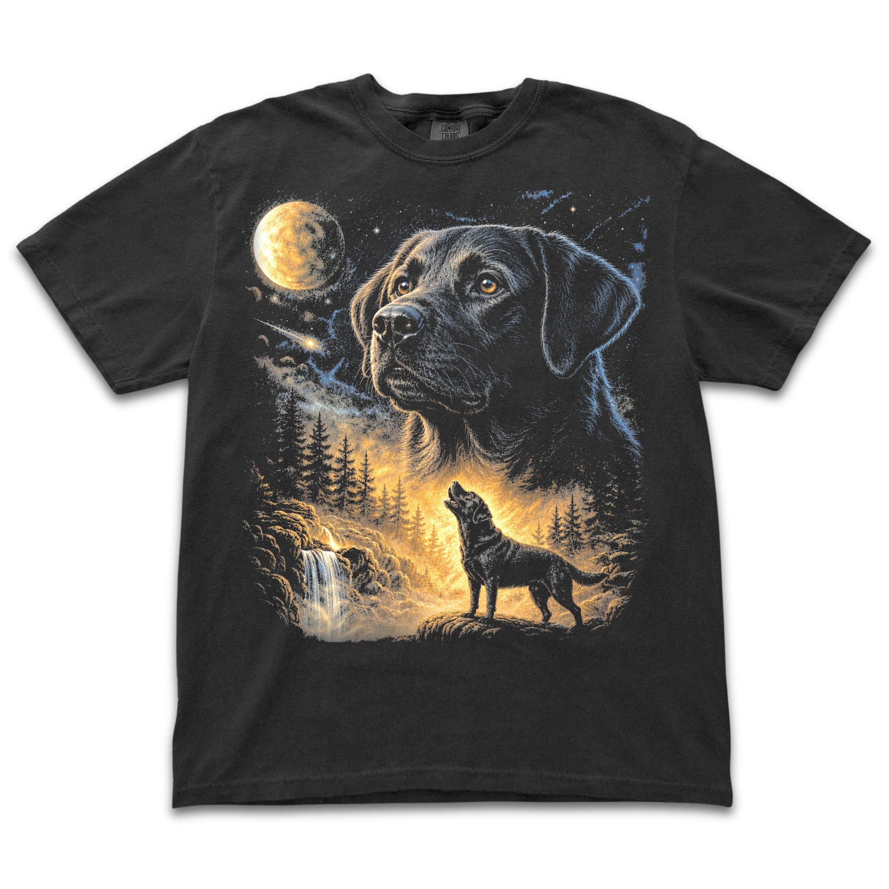 Black Labrador Howling to the Moon