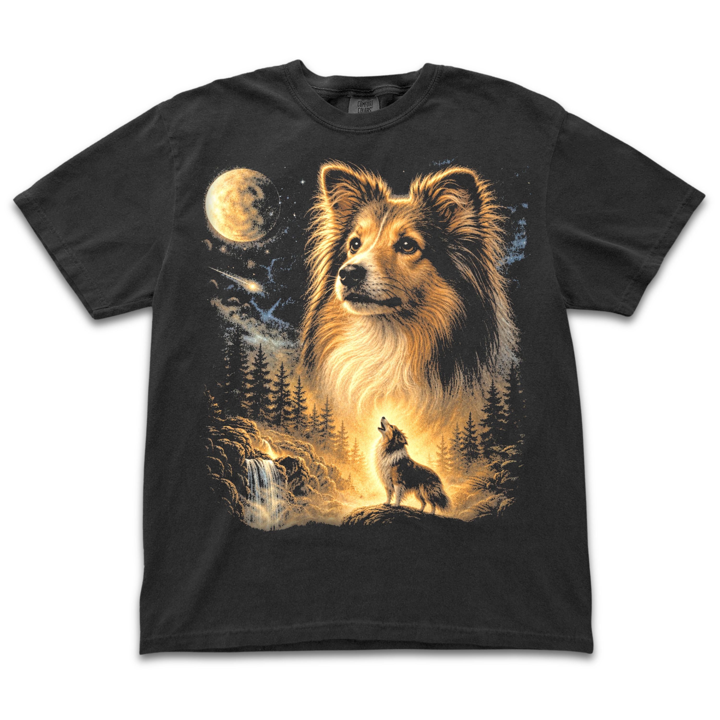 Sheltie Howling to the Moon