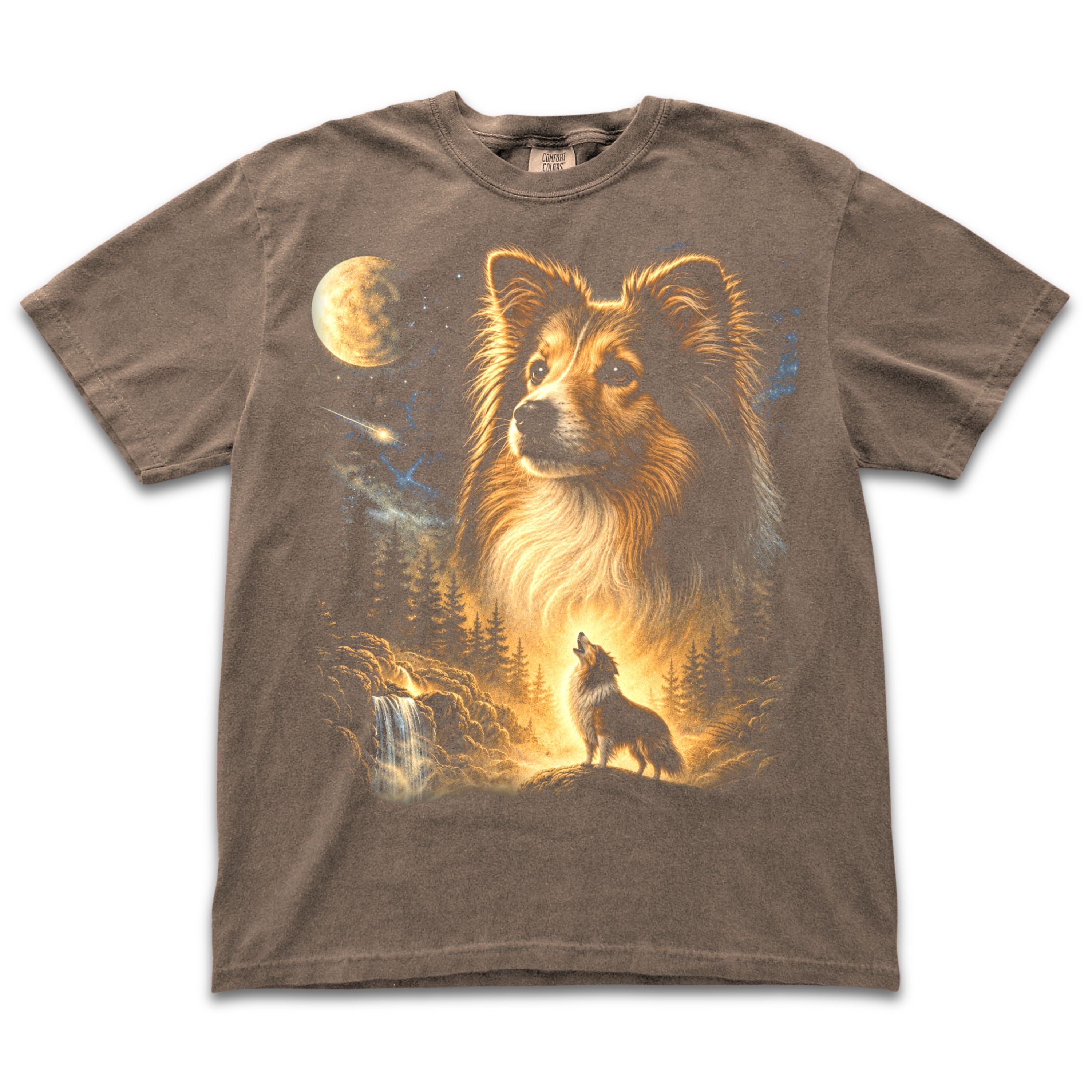 Sheltie Howling to the Moon