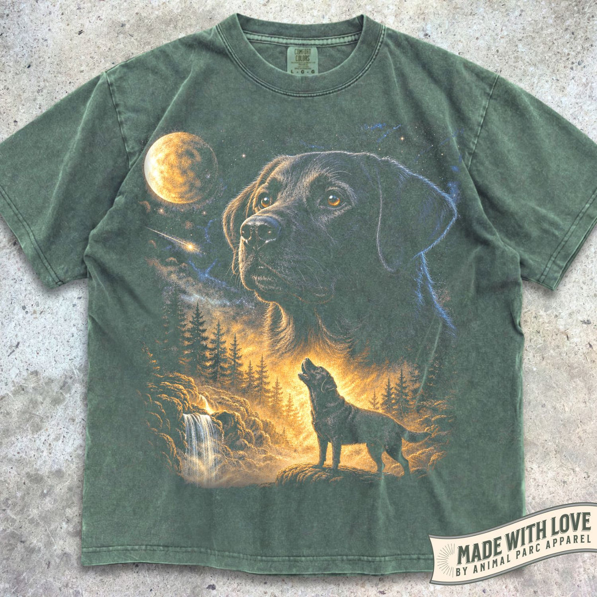 Black Labrador Howling Moon Tee