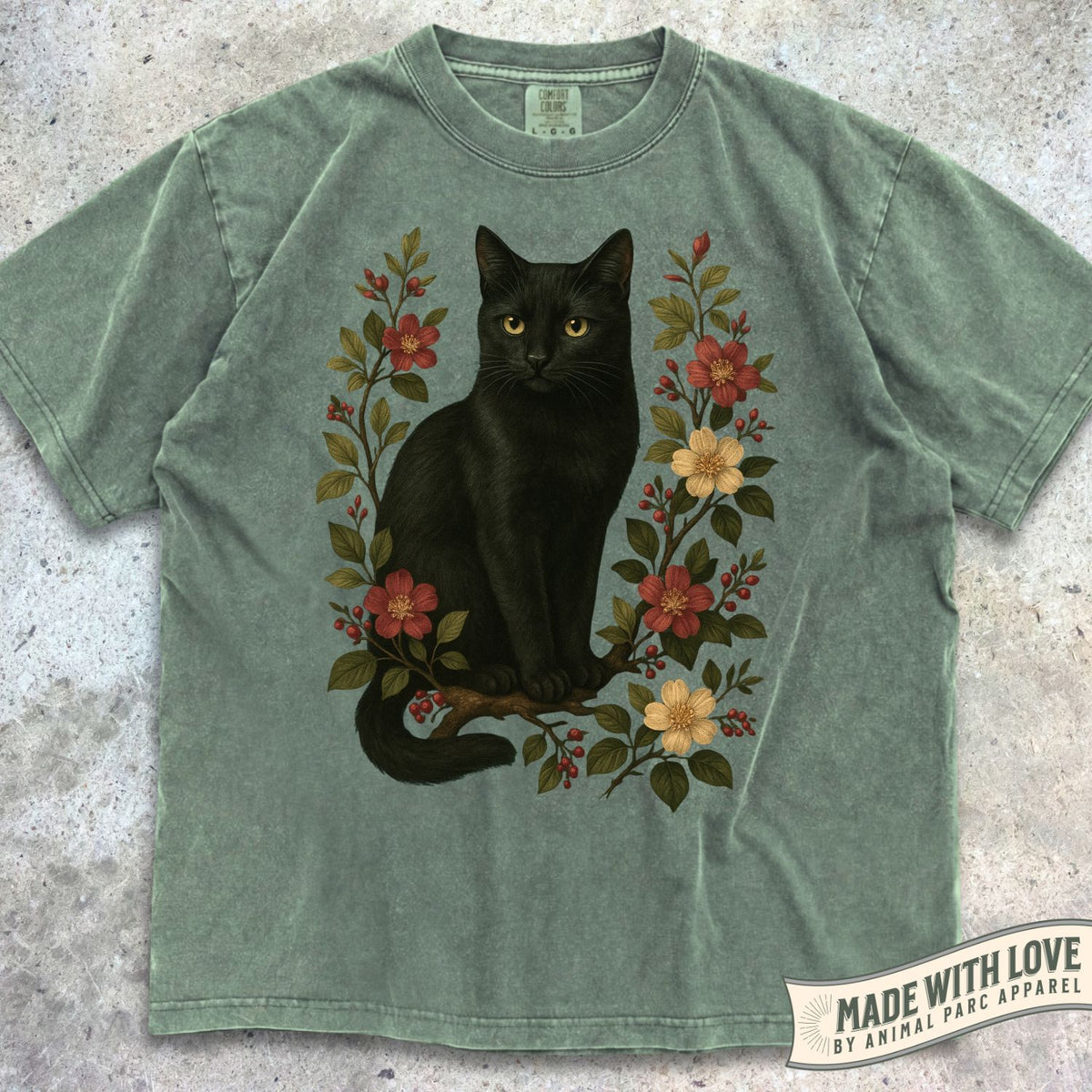 Floral Black Cat Tee
