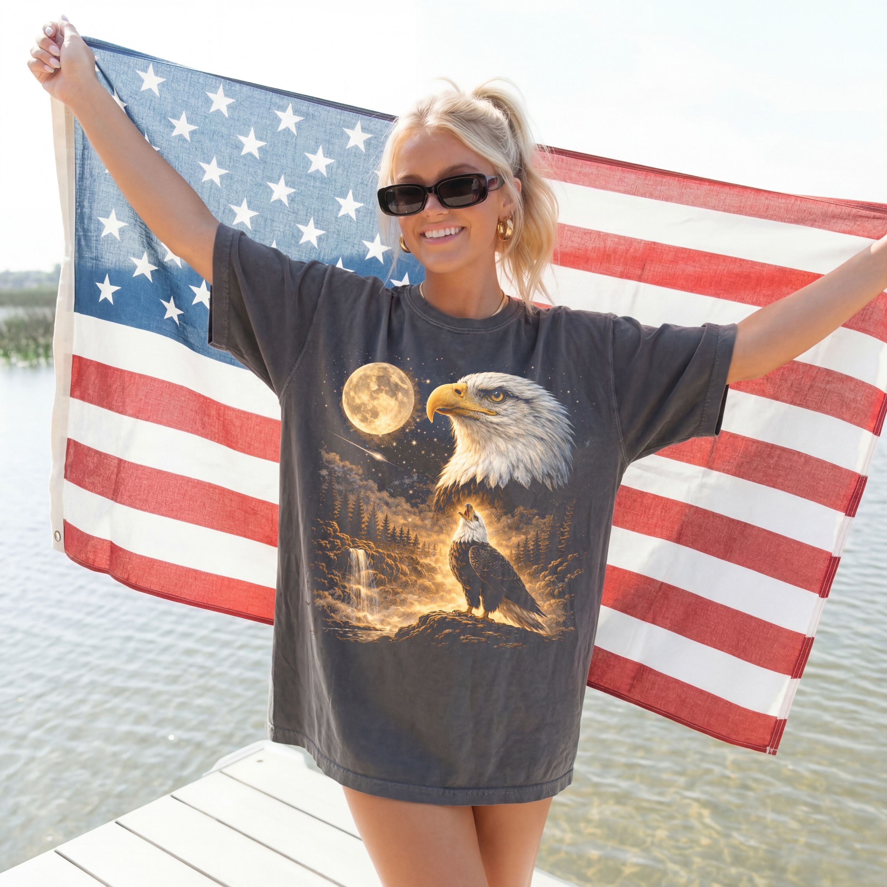 Bald Eagle Howling to the Moon