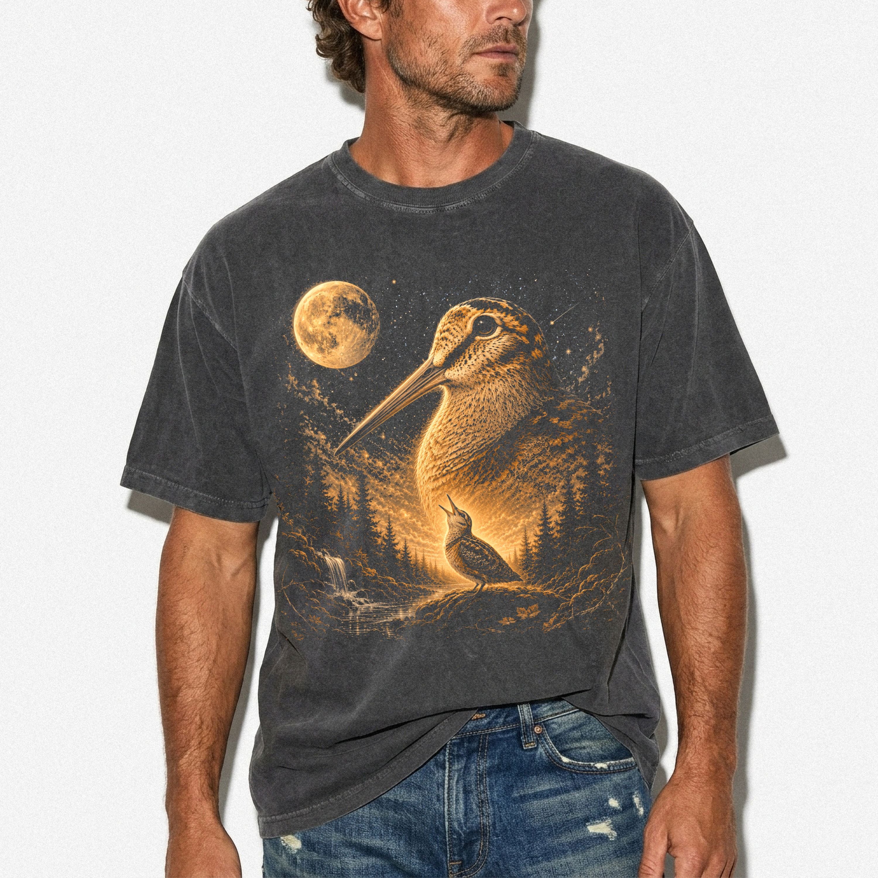 American Woodcock Howling to the Moon
