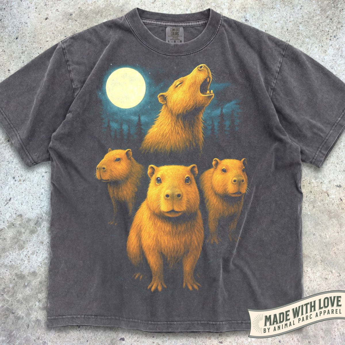 Capybaras Howling Moon Tee