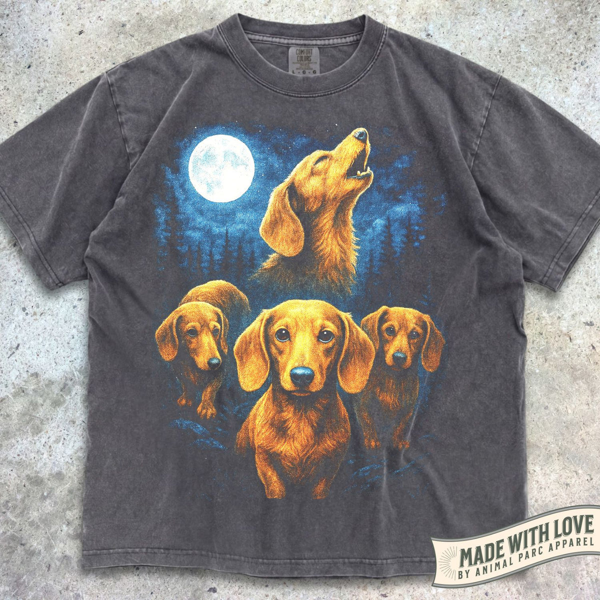 Wiener Dogs Howling Moon Tee