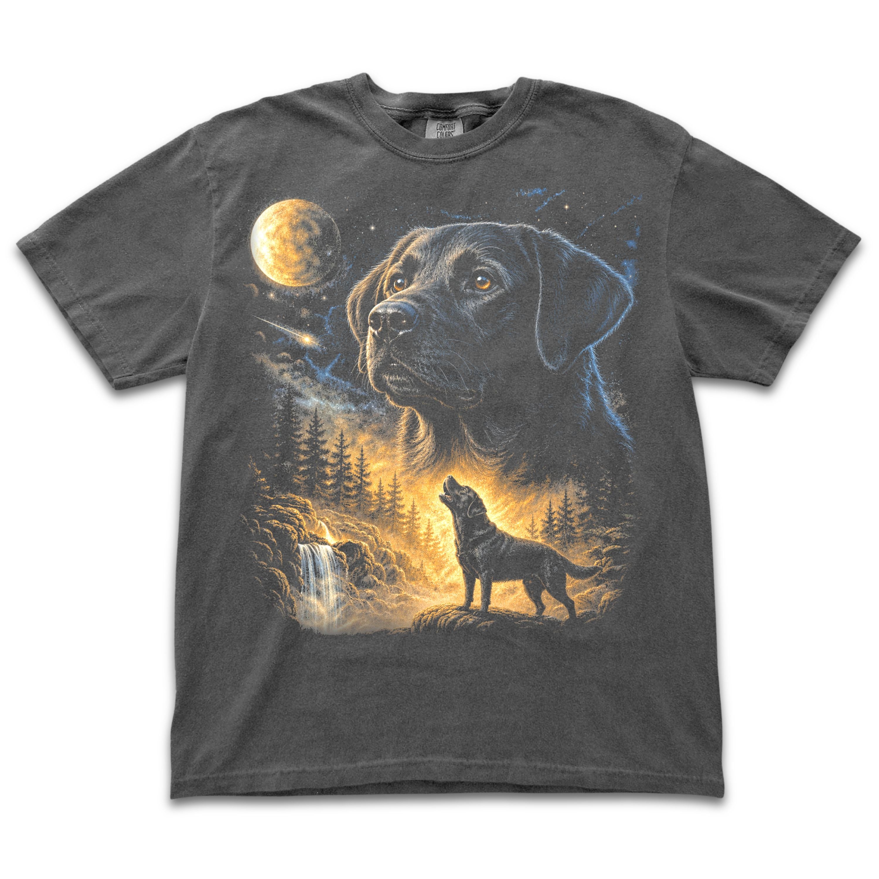Black Labrador Howling to the Moon