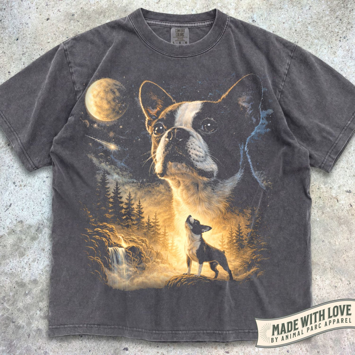 Boston Terrier Howling Moon Tee