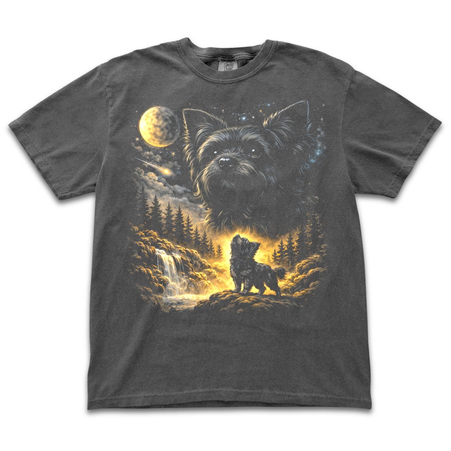 Black Yorkie Howling to the Moon