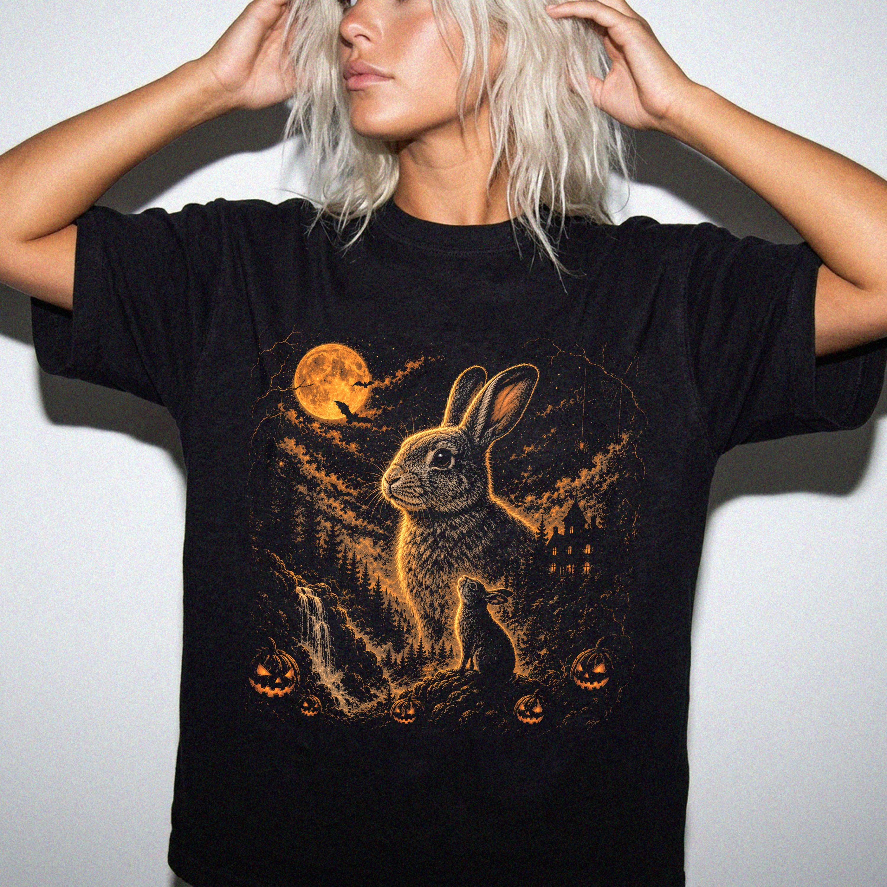 Halloween Rabbit Howling to the Moon