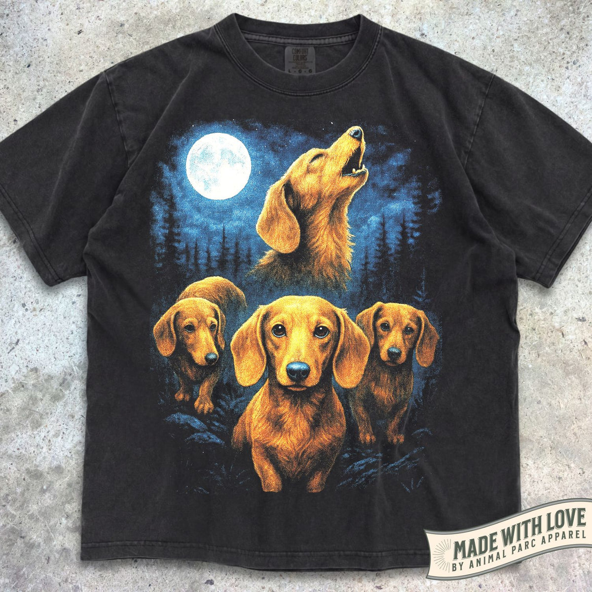 Wiener Dogs Howling Moon Tee