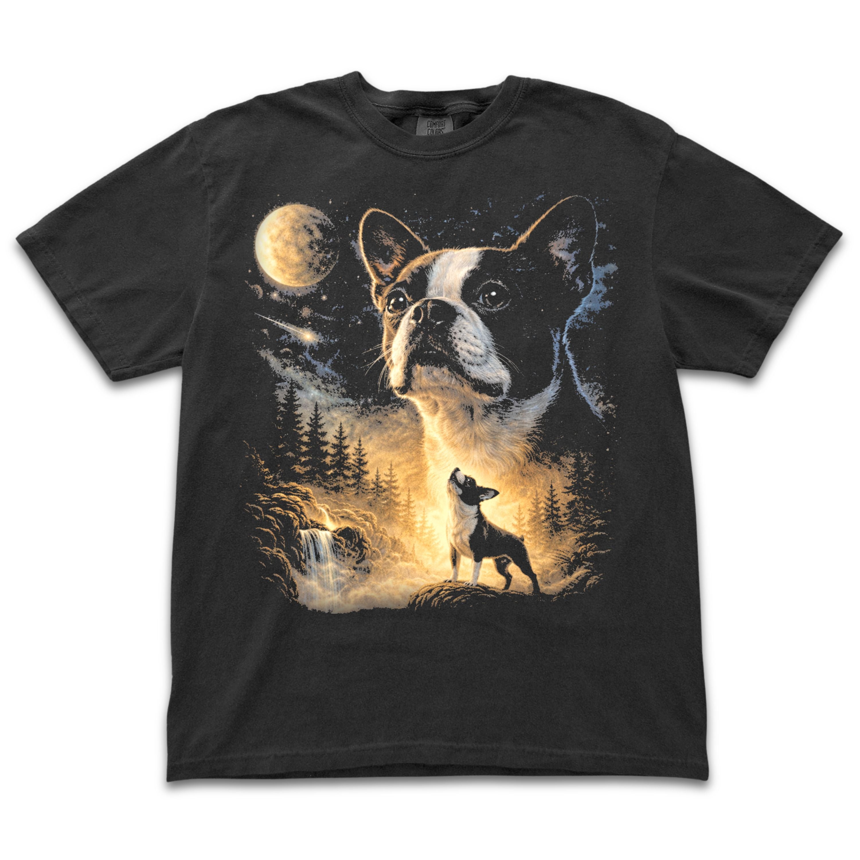 Boston Terrier Howling to the Moon