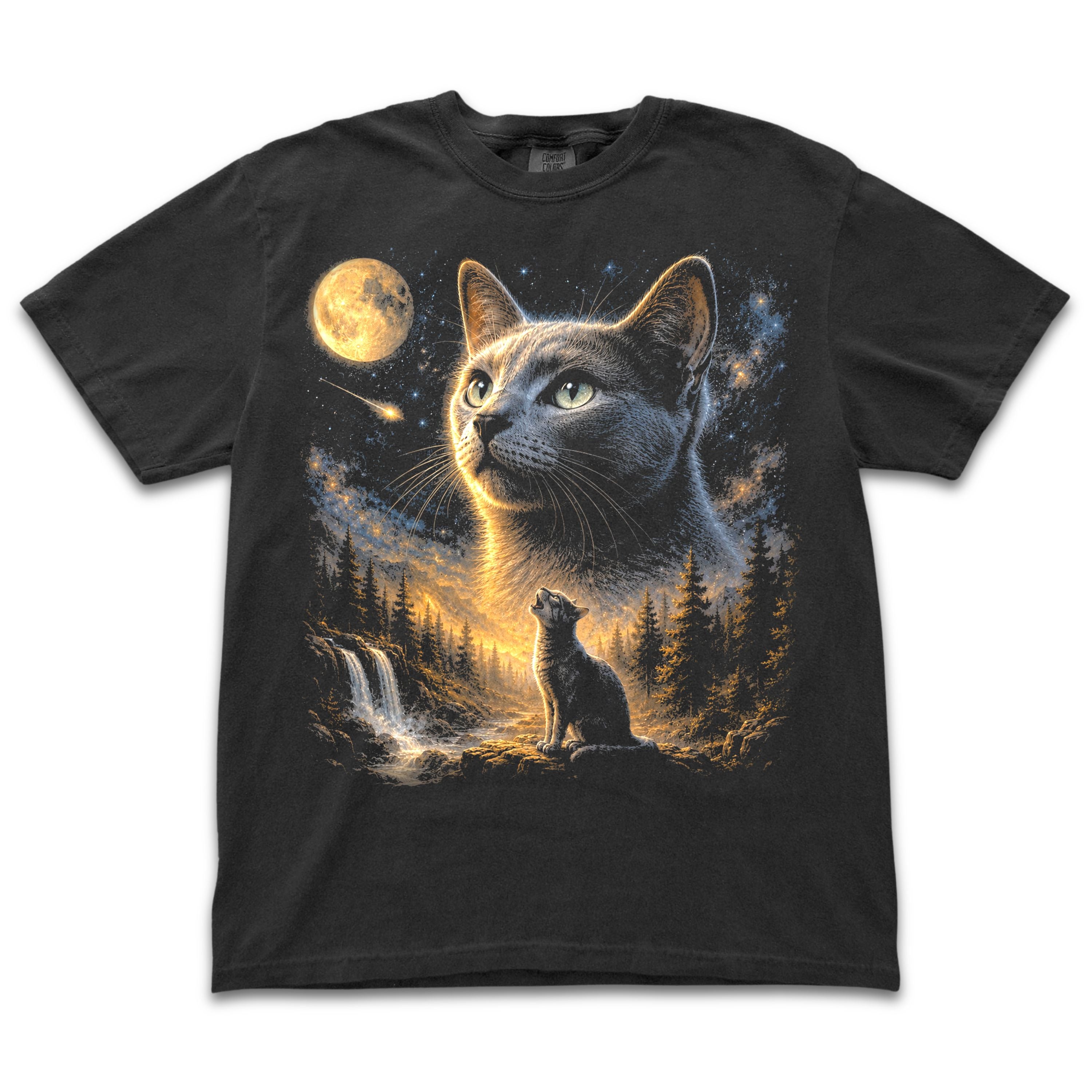 Russian Blue Cat Howling to the Moon