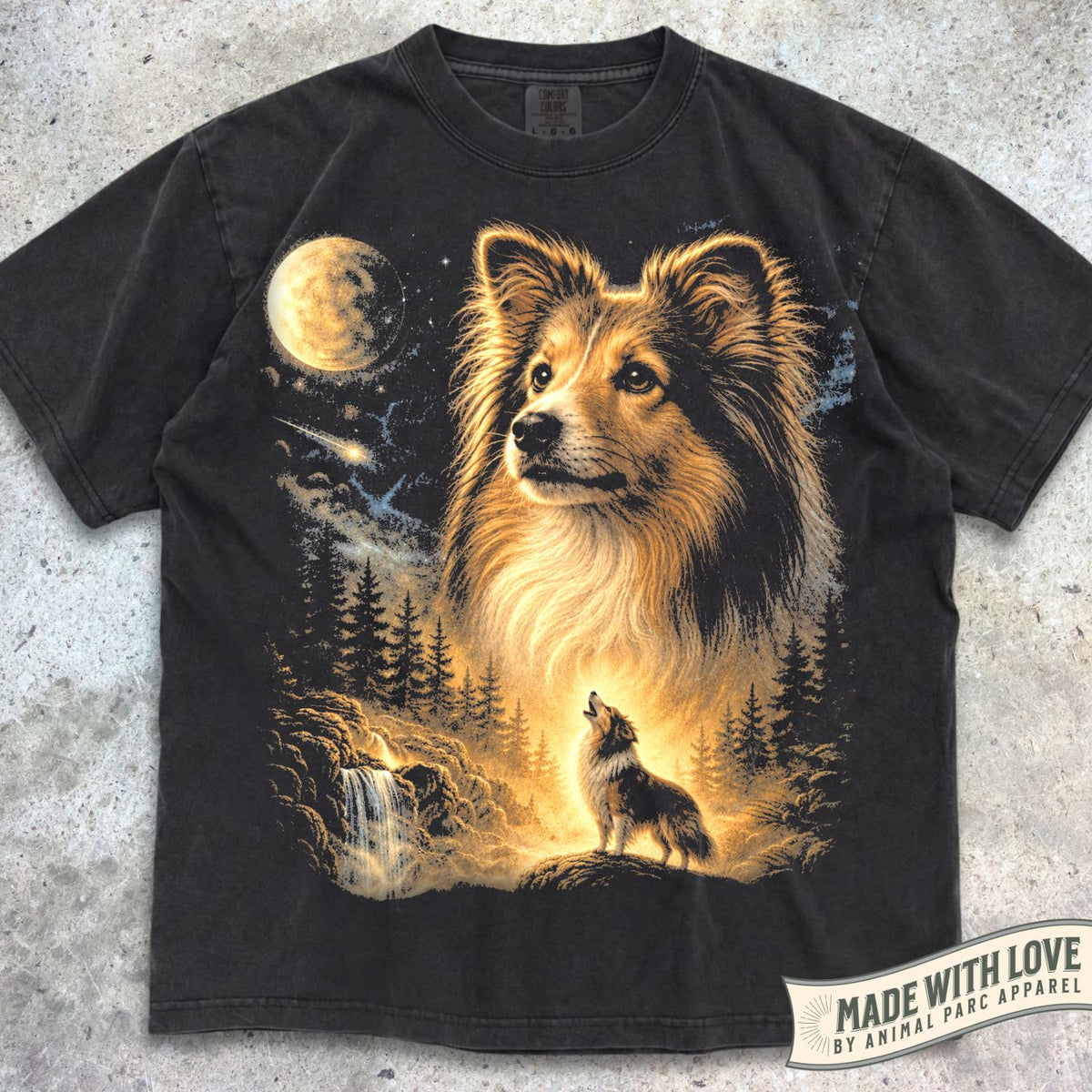 Sheltie Howling Moon Tee