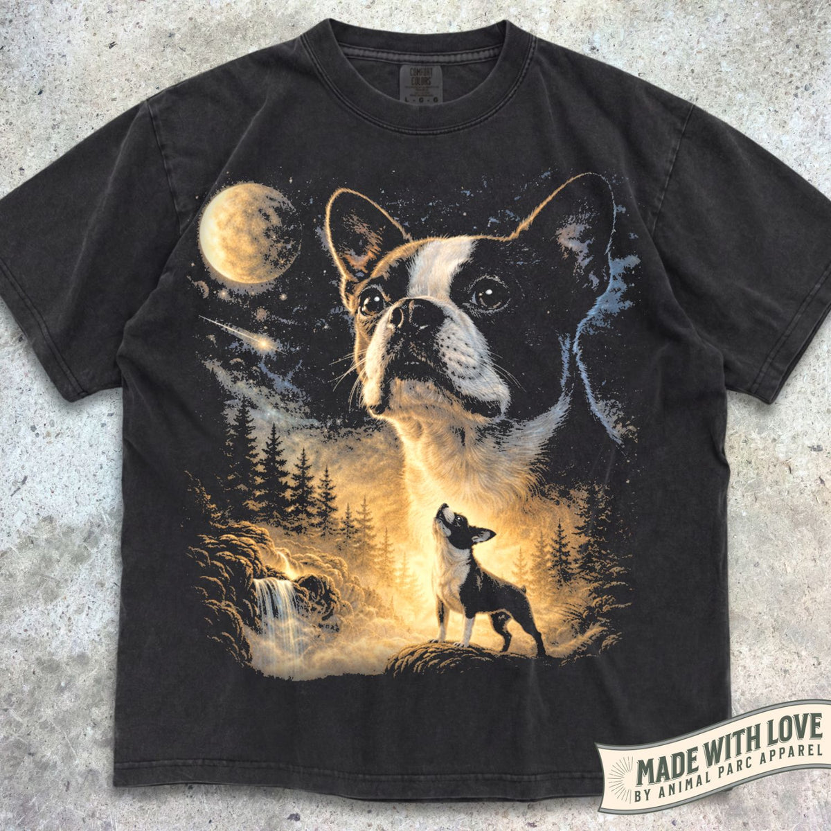Boston Terrier Howling Moon Tee