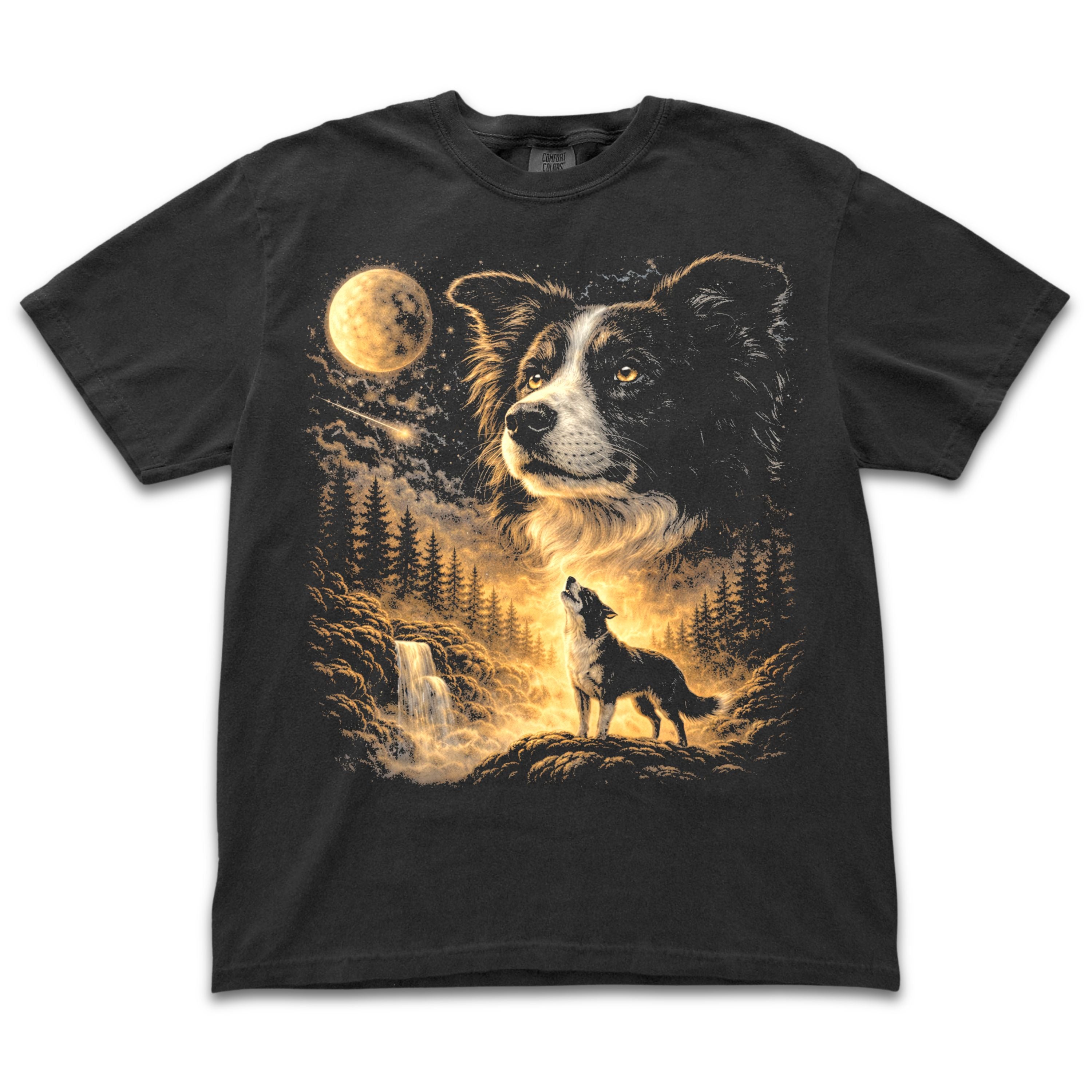 Border Collie Howling To The Moon