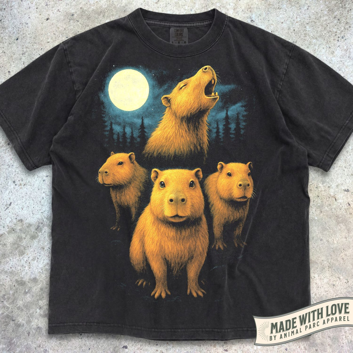 Capybaras Howling Moon Tee