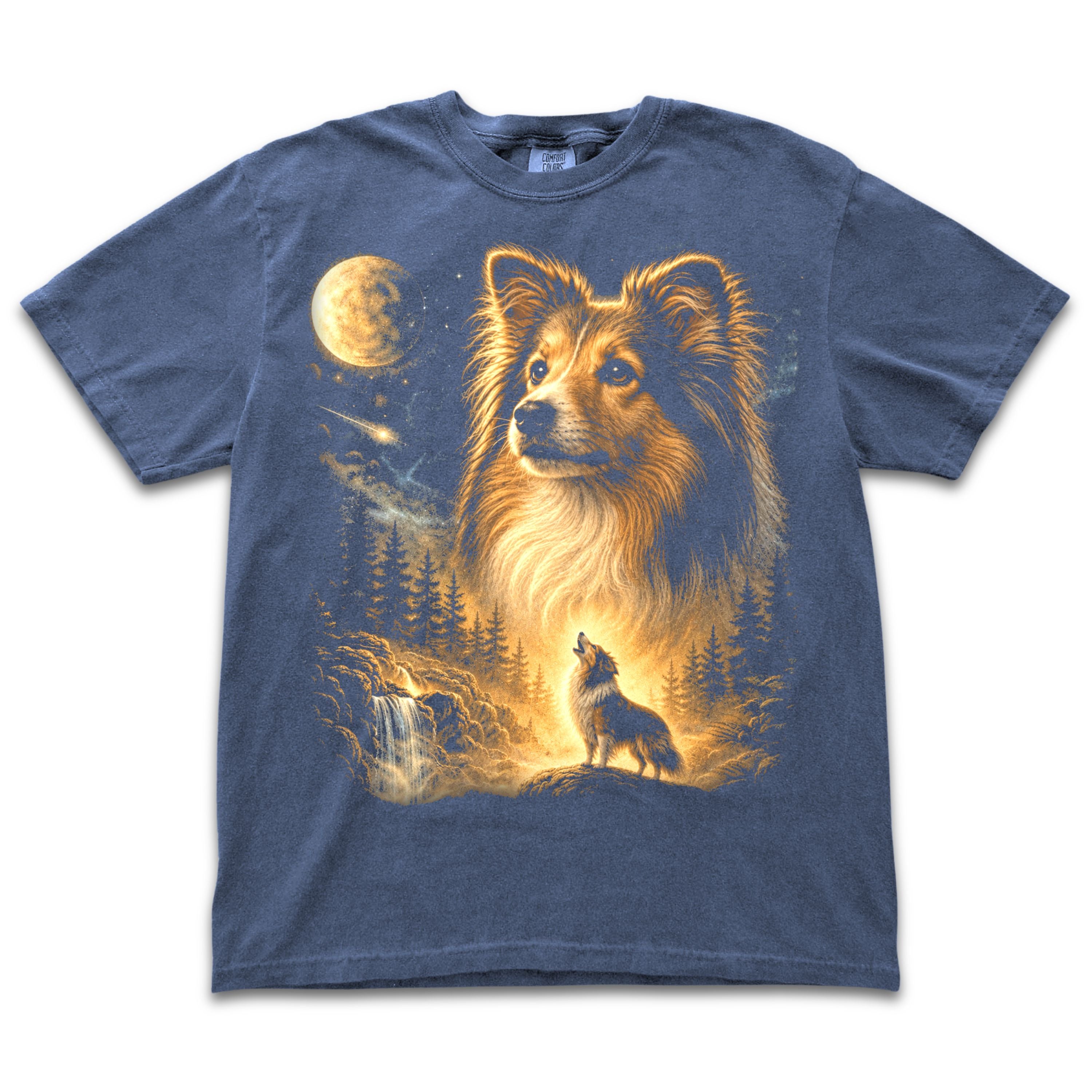 Sheltie Howling to the Moon