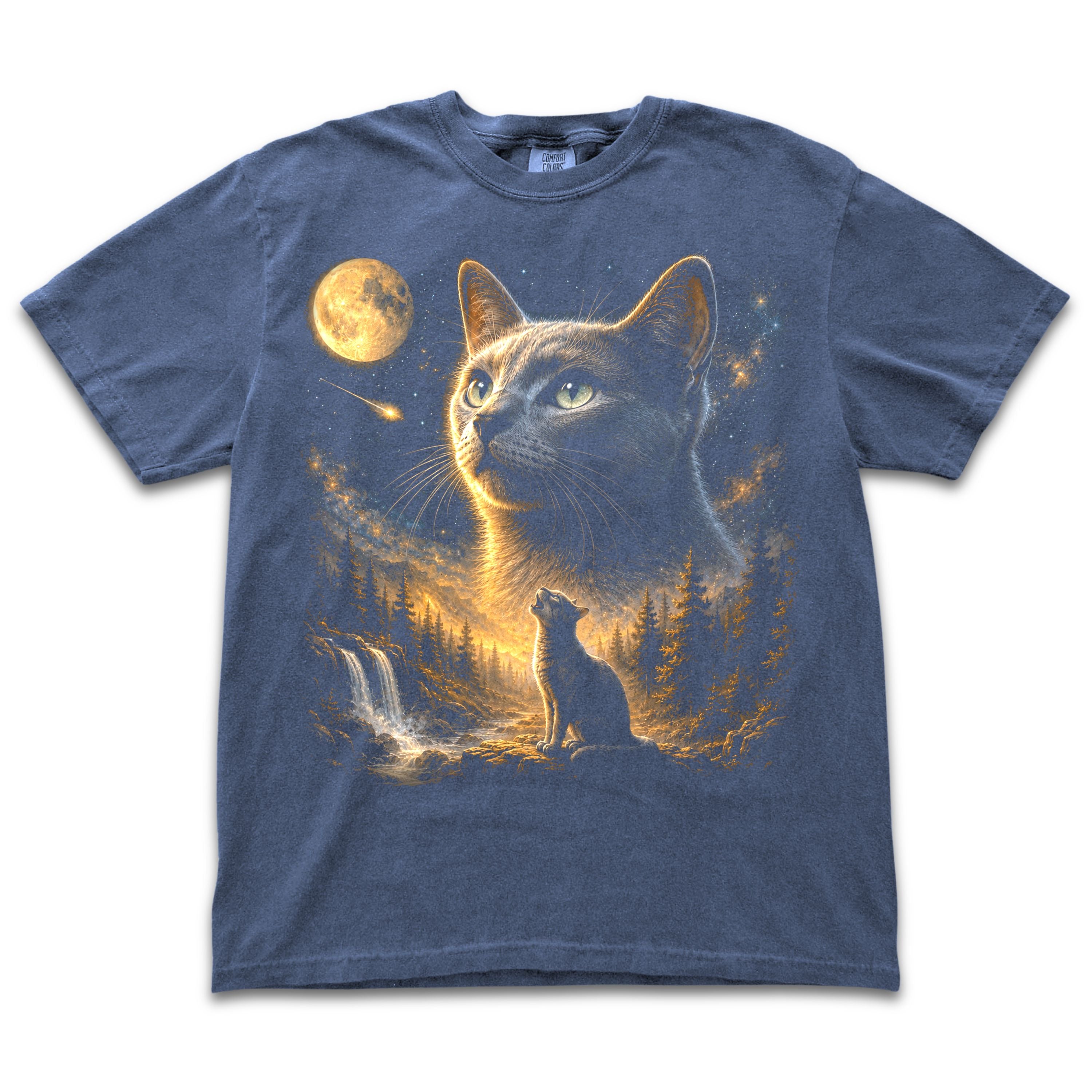 Russian Blue Cat Howling to the Moon