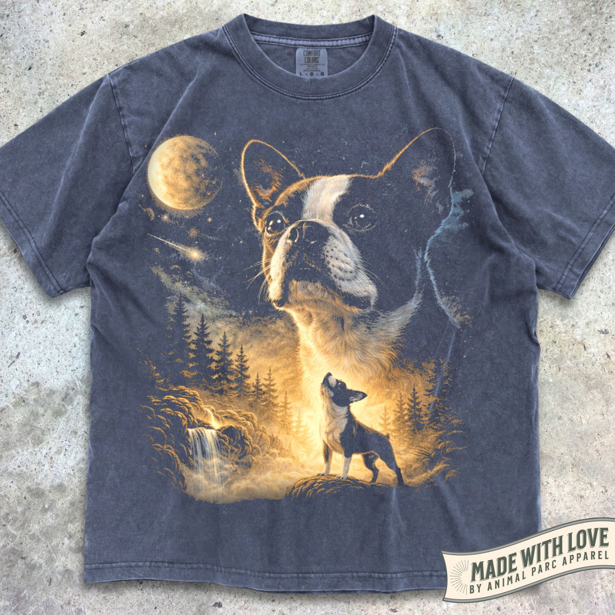 Boston Terrier Howling Moon Tee