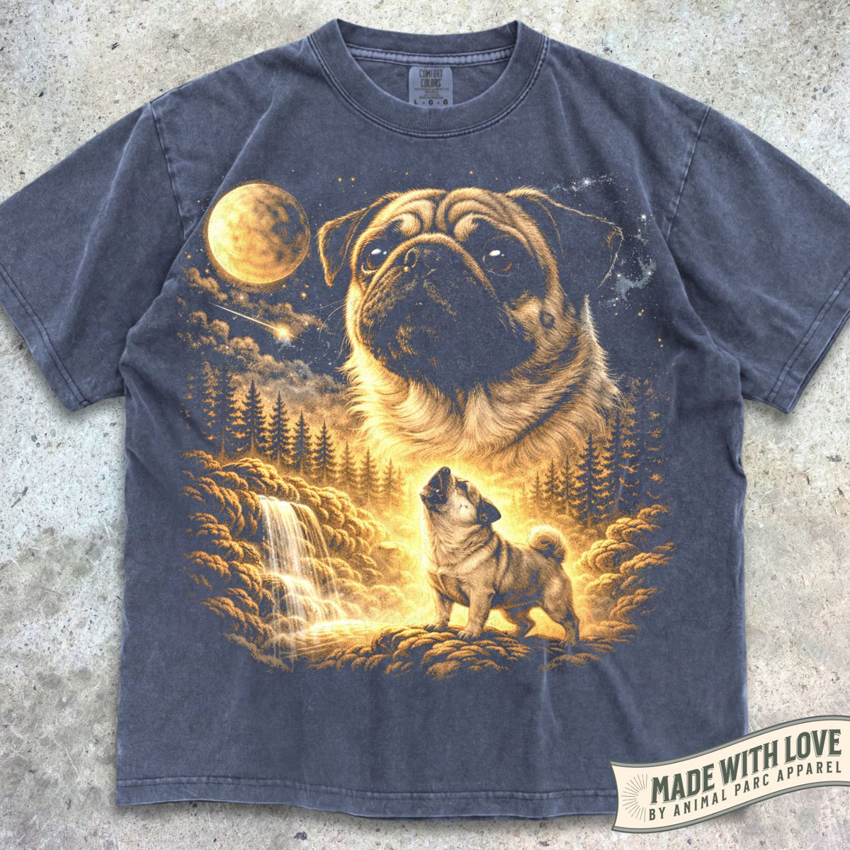 Pug Howling Moon Tee