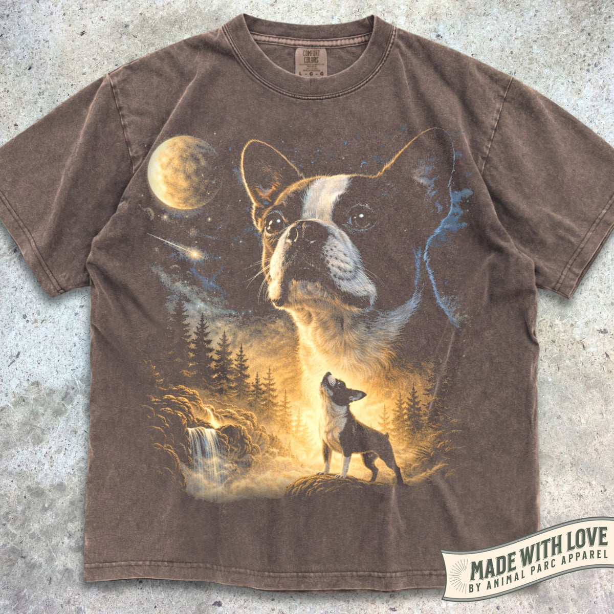 Boston Terrier Howling Moon Tee