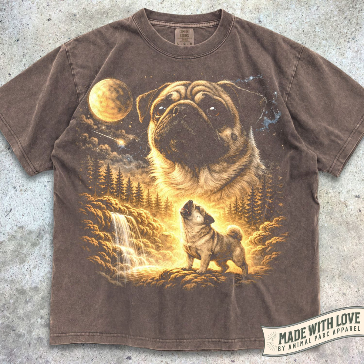 Pug Howling Moon Tee