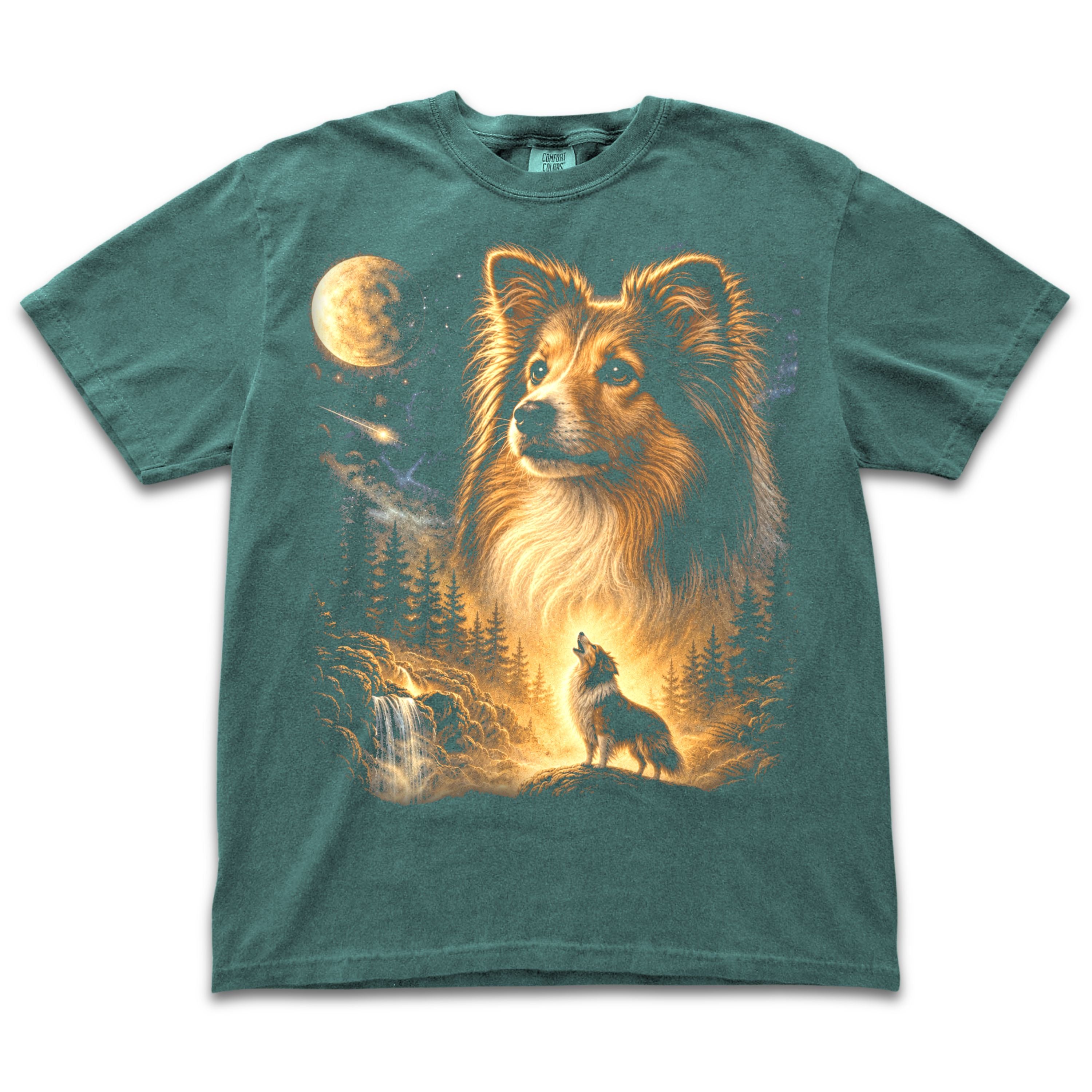Sheltie Howling to the Moon