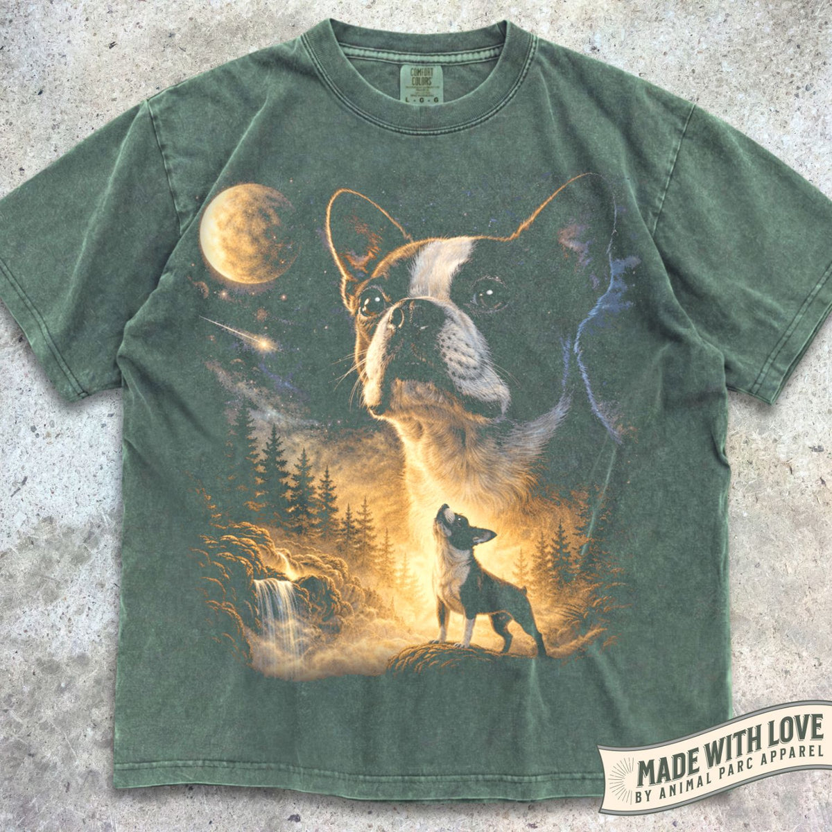 Boston Terrier Howling Moon Tee