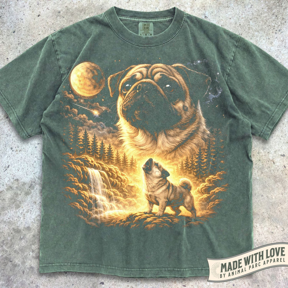 Pug Howling Moon Tee