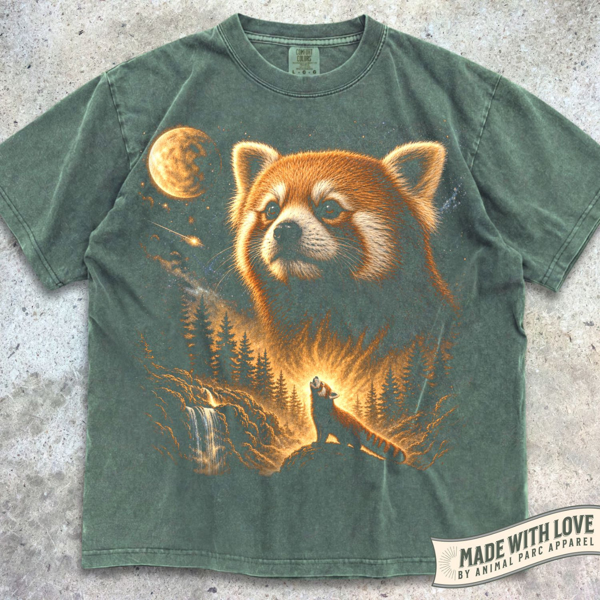 Red Panda Howling Moon Tee
