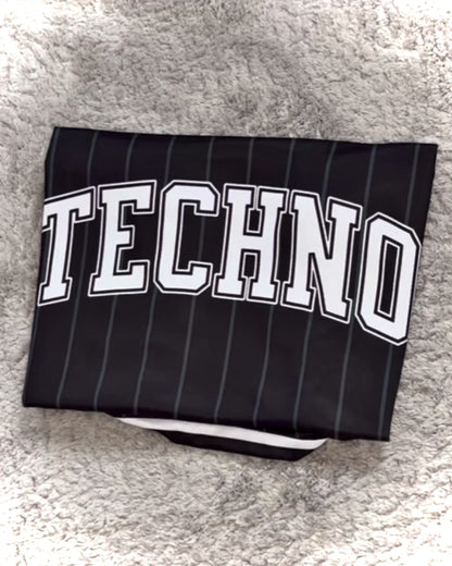 Techno - Pinstripes Basketball Jersey - Black